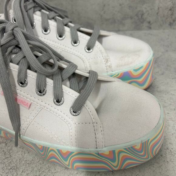 Superga 2790 Rainbow Stripe Platform Sneaker US 10.5 - Picture 8 of 13
